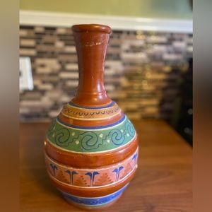 Vintage Mexican Folk Art Pottery Vase